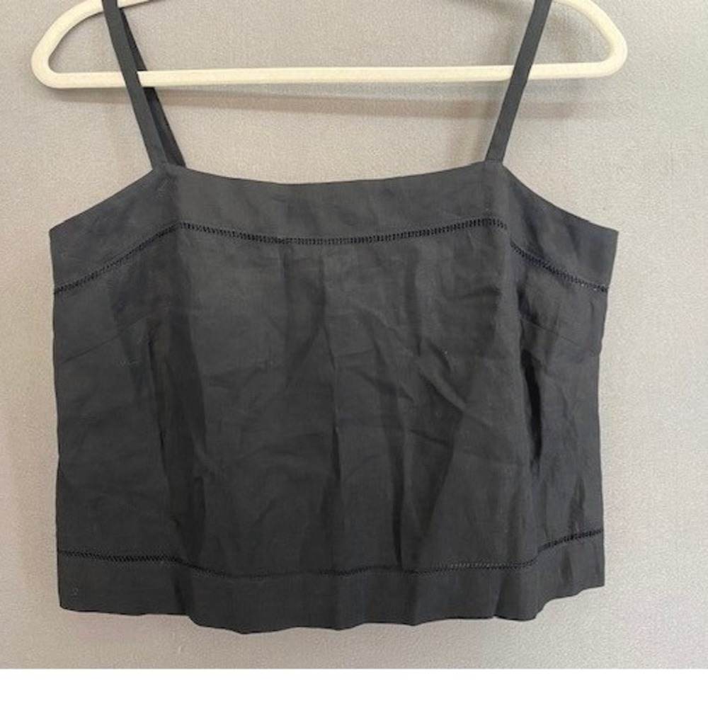 Margaret O'Leary Women's‎ Medium Black Linen Button Back Camisole Top